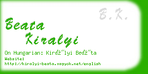 beata kiralyi business card